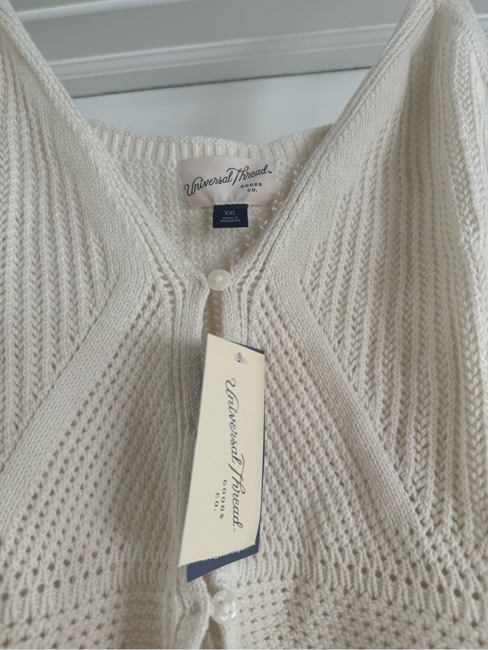 Universal Thread Cream Crochet Button-Front Knit Tank - Picture 3 of 6